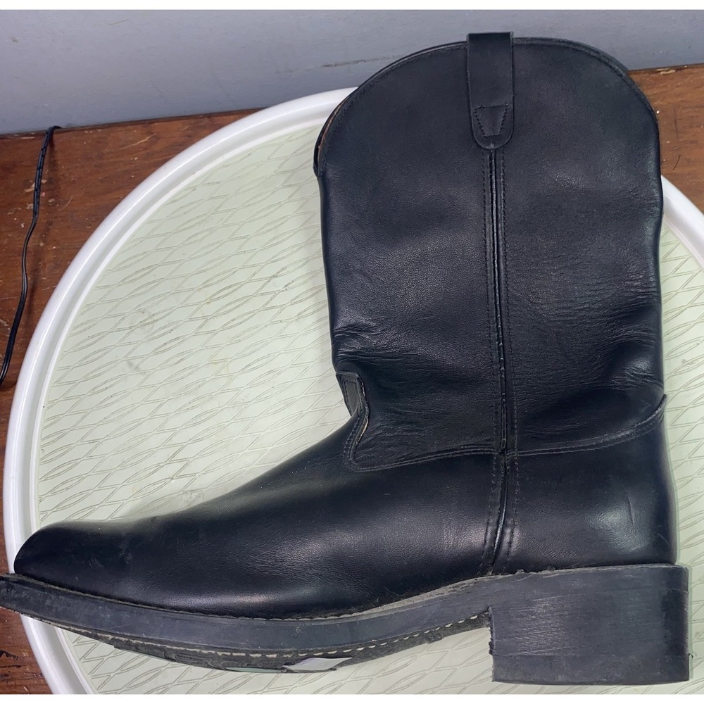 Santa Fe Men's Western Leather Cowboy Biker Riding Rodeo Boots Black Sz.14 B - Picture 8 of 13